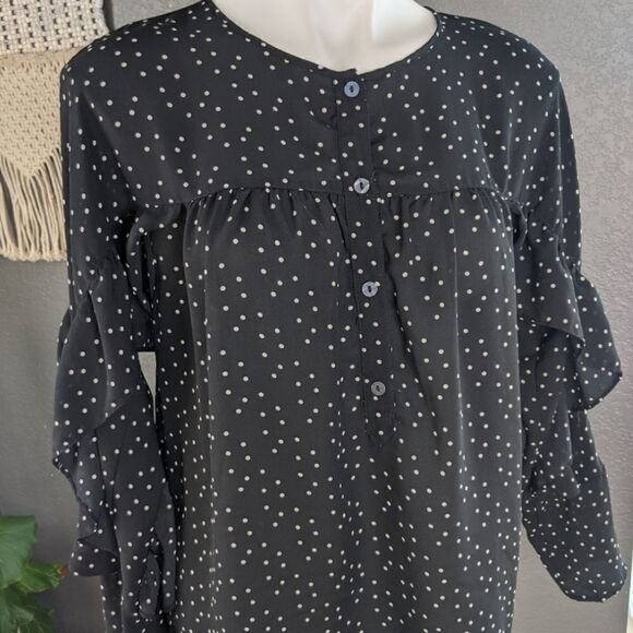 ⭐ Max Studio Black Polka Dot Blouse - Picture 1 of 8